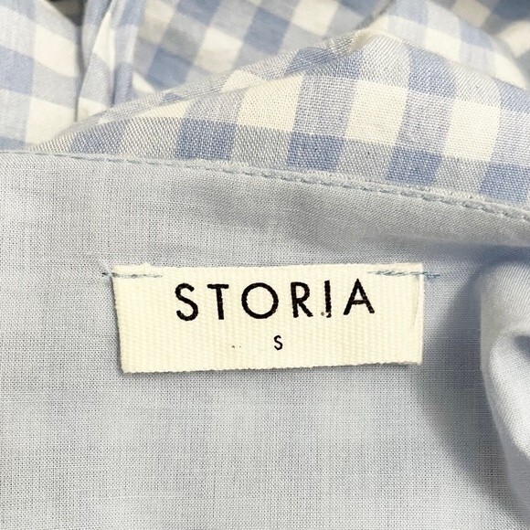 Storia Blue Gingham Wrap Ruffled Knee Length Dress Women’s Size Small Dorothy - Picture 7 of 8